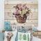 Designart - Bouquet From Meadow Flowers In The Basket - Traditional Print on Natural Pine Wood